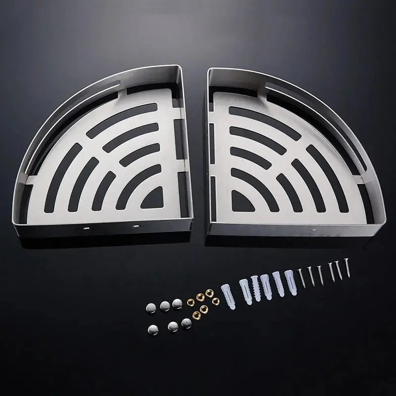 rust-resistant stainless steel | heavy-duty corner shelf | adjustable bathroom organizer | energy saving