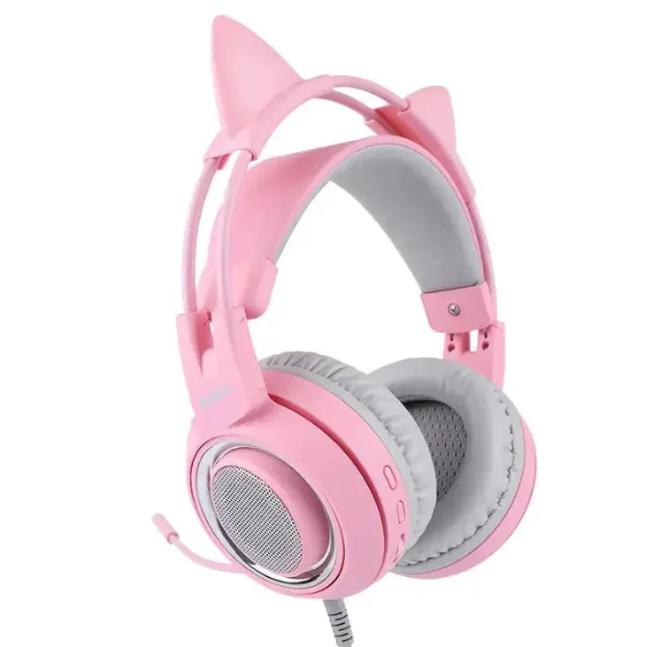 usb connectivity cat ear headphones | led light up gaming headset | comfortable over ear headphones | energy saving