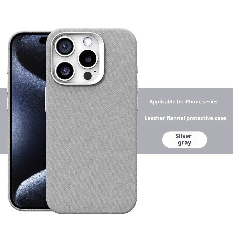 Leather Flannel Fabric Magnetic Phone Case 