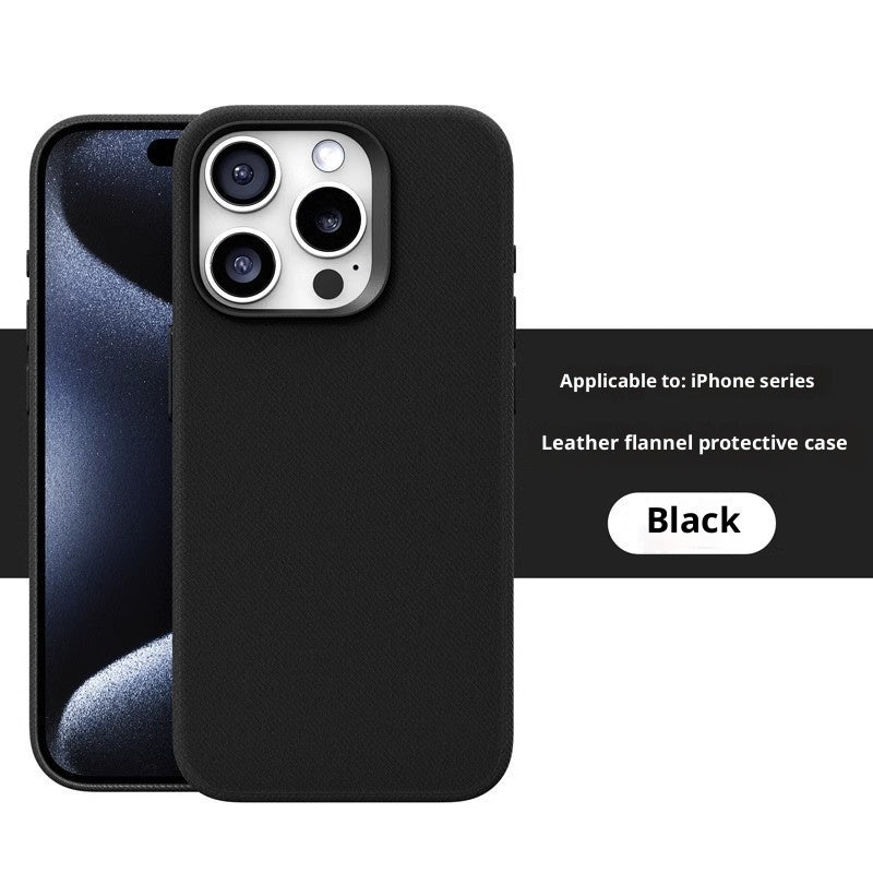 Leather Flannel Fabric Magnetic Phone Case 