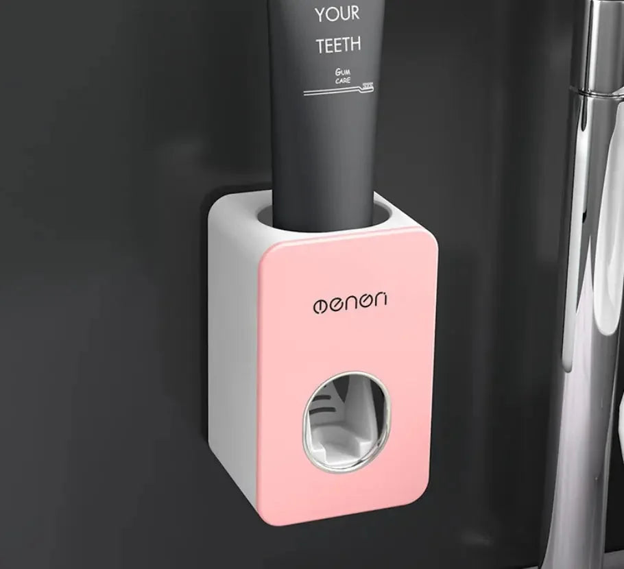 automatic toothpaste dispenser | stainless steel toothbrush holder | wall-mounted bathroom organizer | ultrasonic cleaning