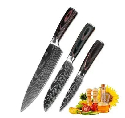 stainless-steel kitchen knife set | professional chef knife set | 8-piece cooking knife block | energy saving