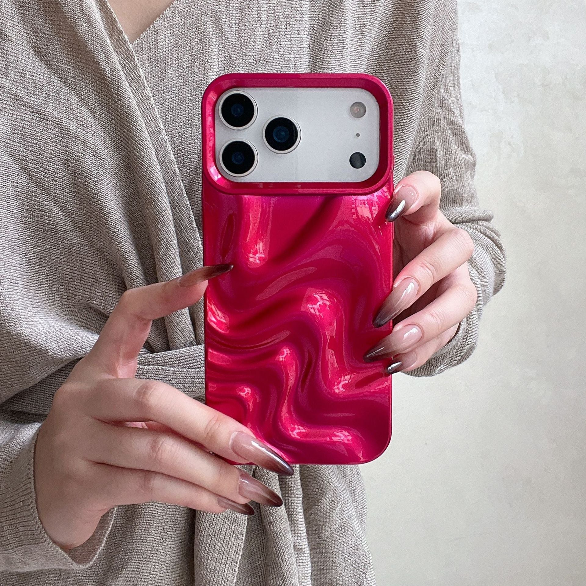 Korean-style Simple Ins Three-dimensional Water Ripple Soft Shell 