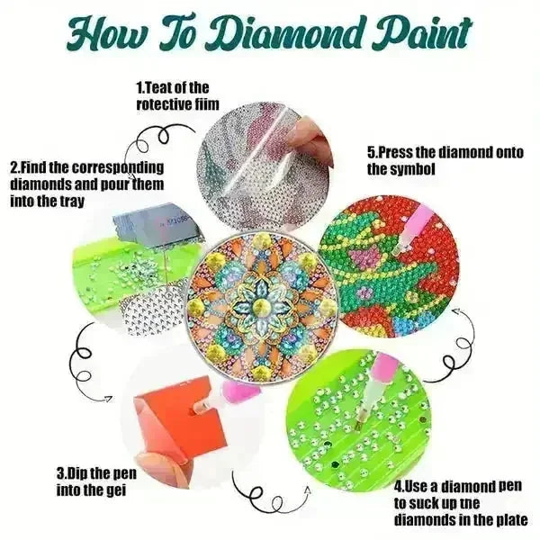 heat resistant coasters | diy diamond painting kit | non-slip drink coasters | ultrasonic cleaning