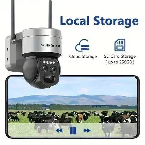 mp dual lens ptz camera | 8x hybrid zoom surveillance | ip66 waterproof outdoor camera | energy saving