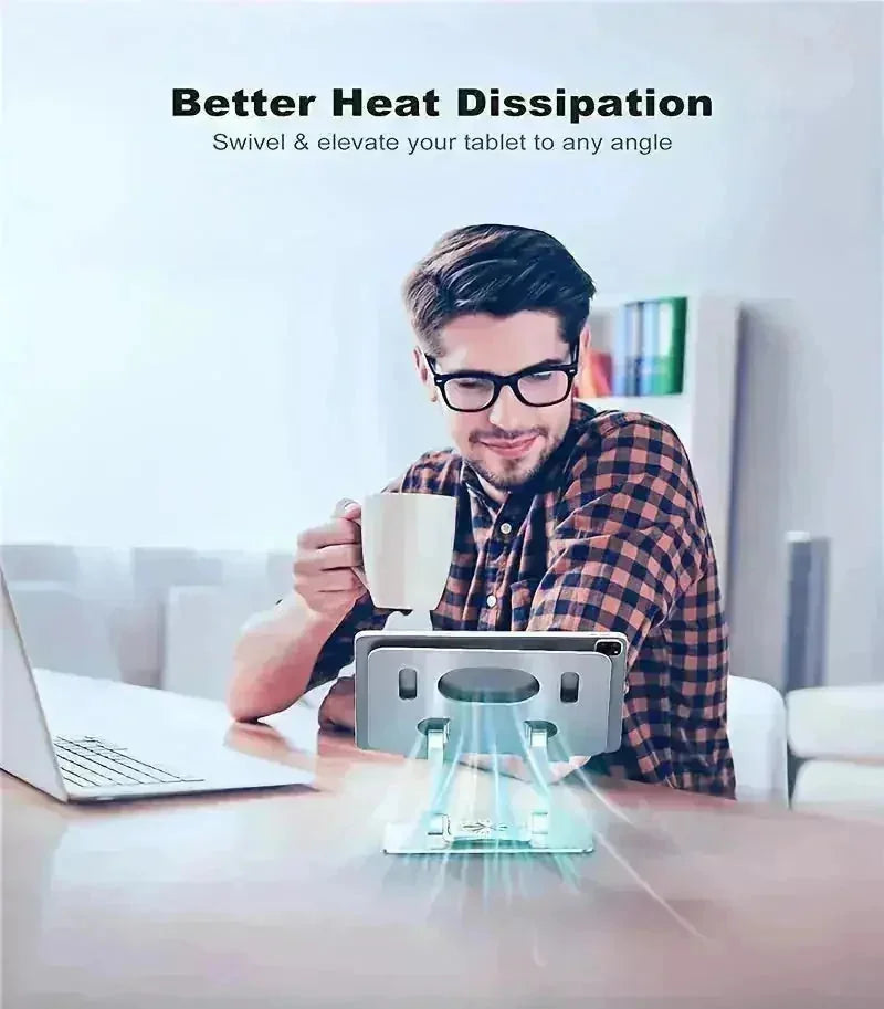 adjustable aluminum stand | 360 degree rotation | foldable tablet holder | ultrasonic cleaning