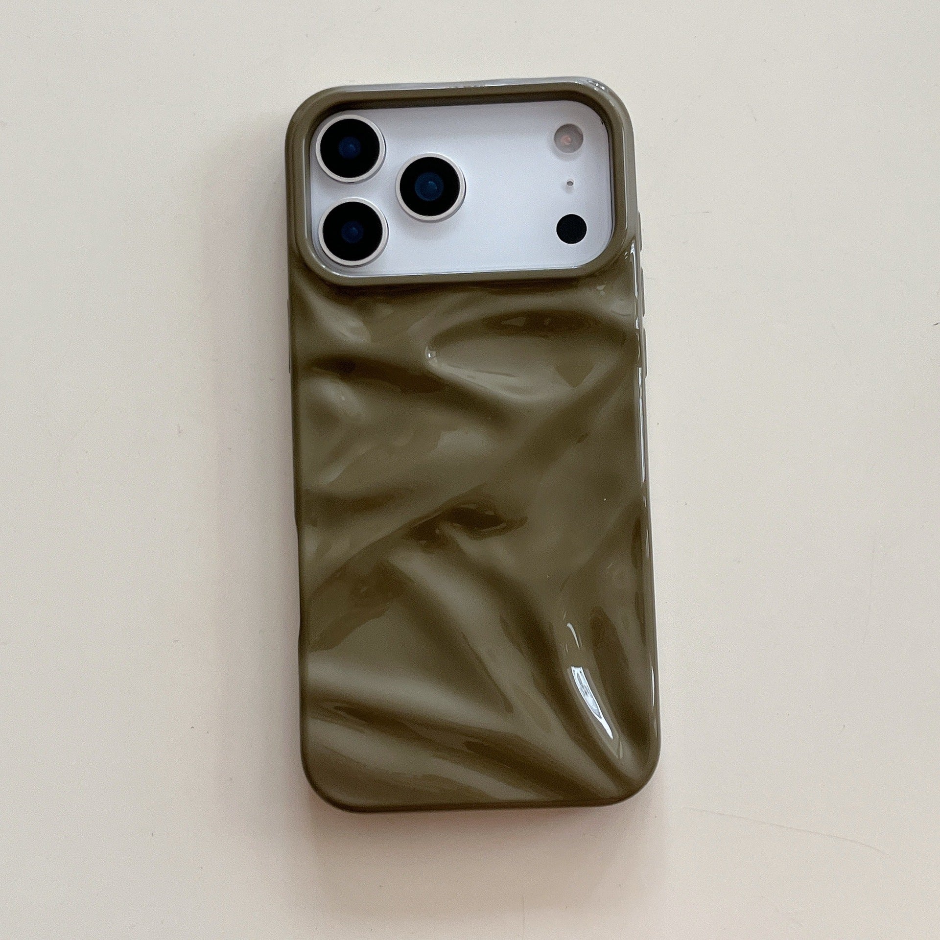 Three-dimensional Pleated Pattern Autumn And Winter Color Phone Case 