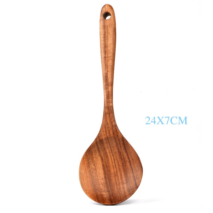Teak Natural Wood Tableware Spoon Ladle Turner Rice Colander Soup Skimmer Cooking Tool Sets Spoon Scoop Kitchen Tools Gadgets 