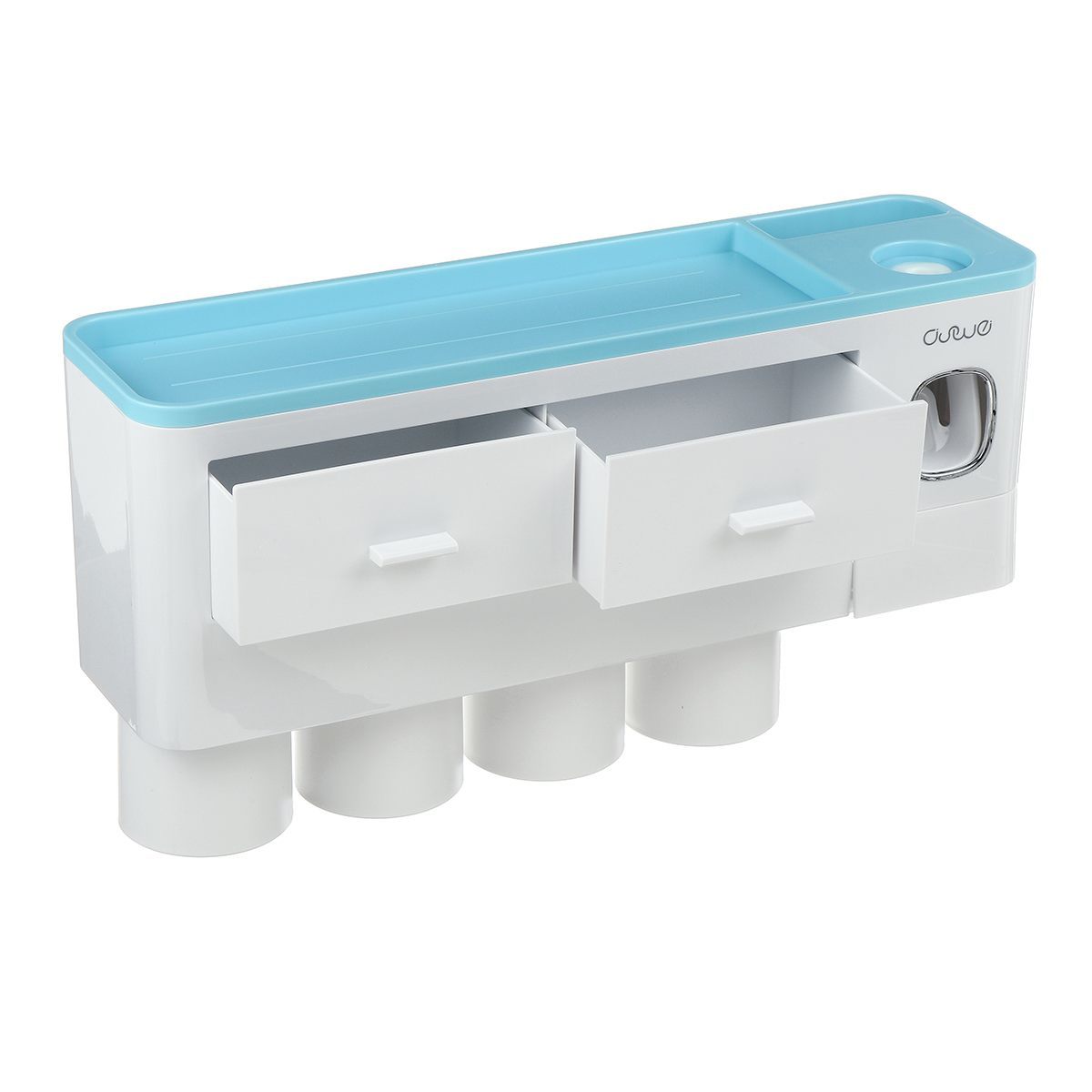 Non-marking Hanging Magnetic Toothbrush Holder Single Drawer Storage Rack With Toothpaste Squeezer Toiletry Set 