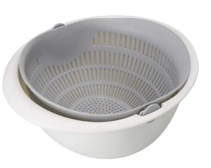 Double-Dish Sink Drain Basket Kitchen Panning Wash Fruit Basket 