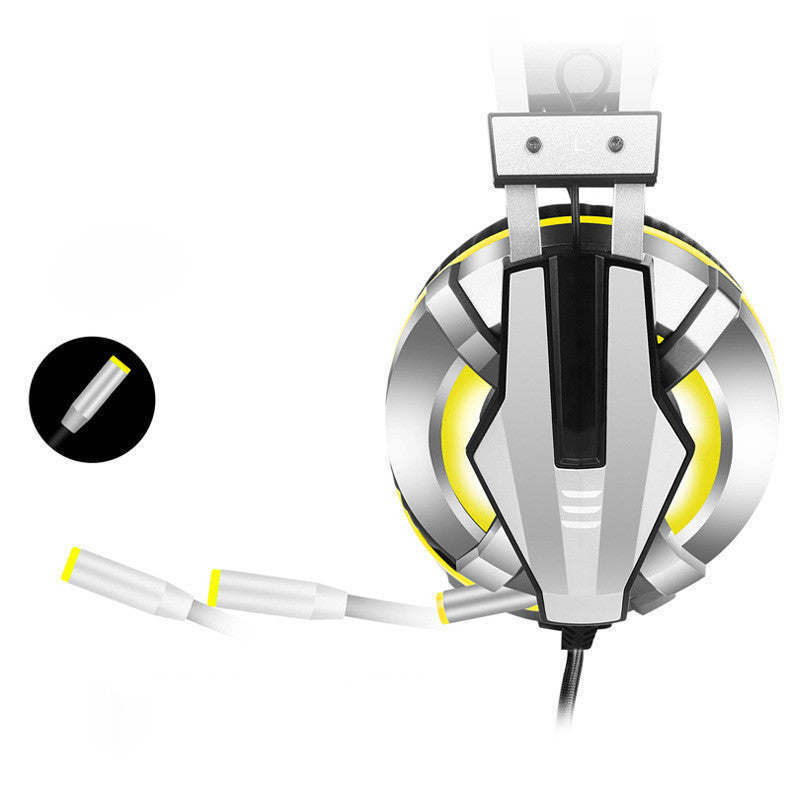 Head-mounted illuminated gaming headset 