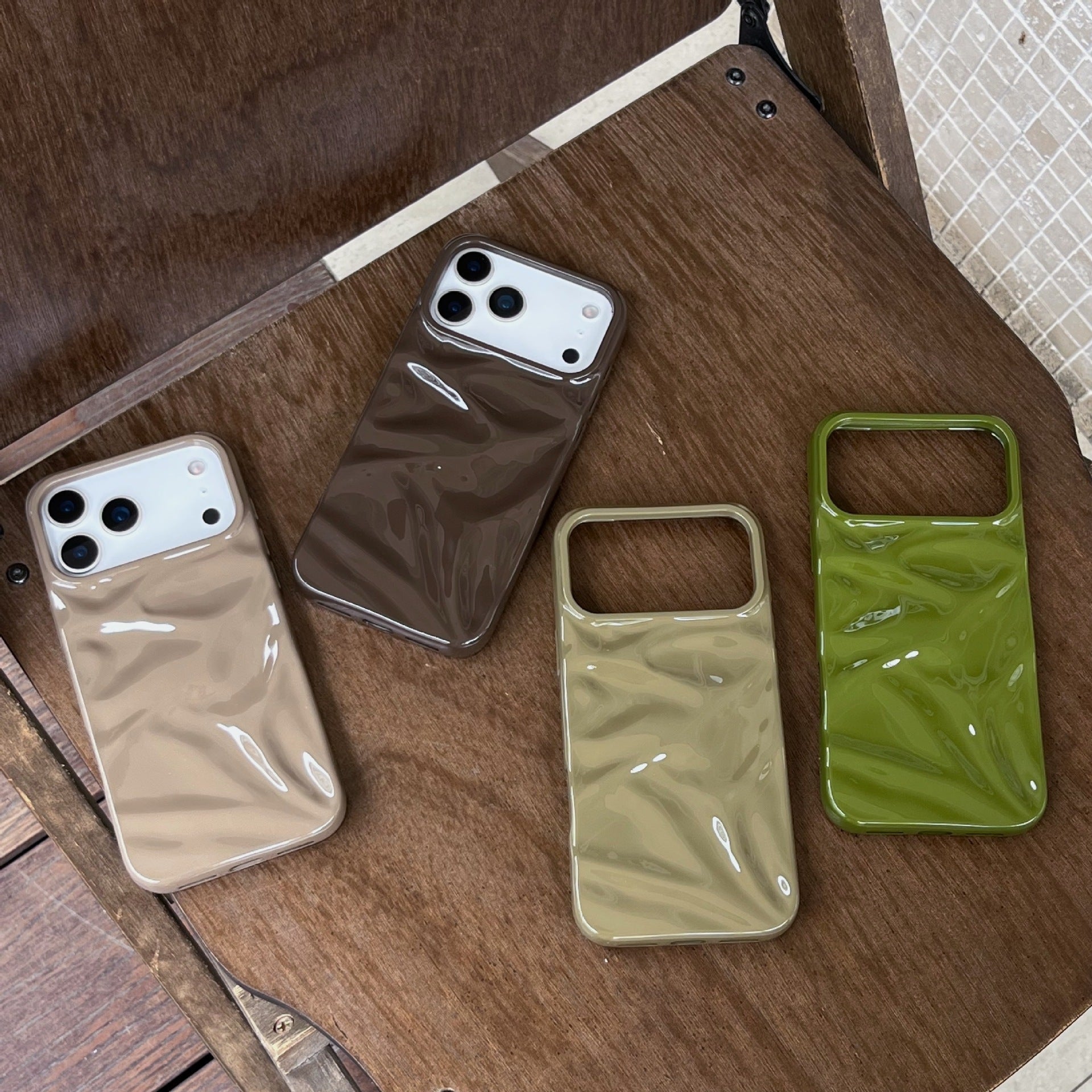 Three-dimensional Pleated Pattern Autumn And Winter Color Phone Case 