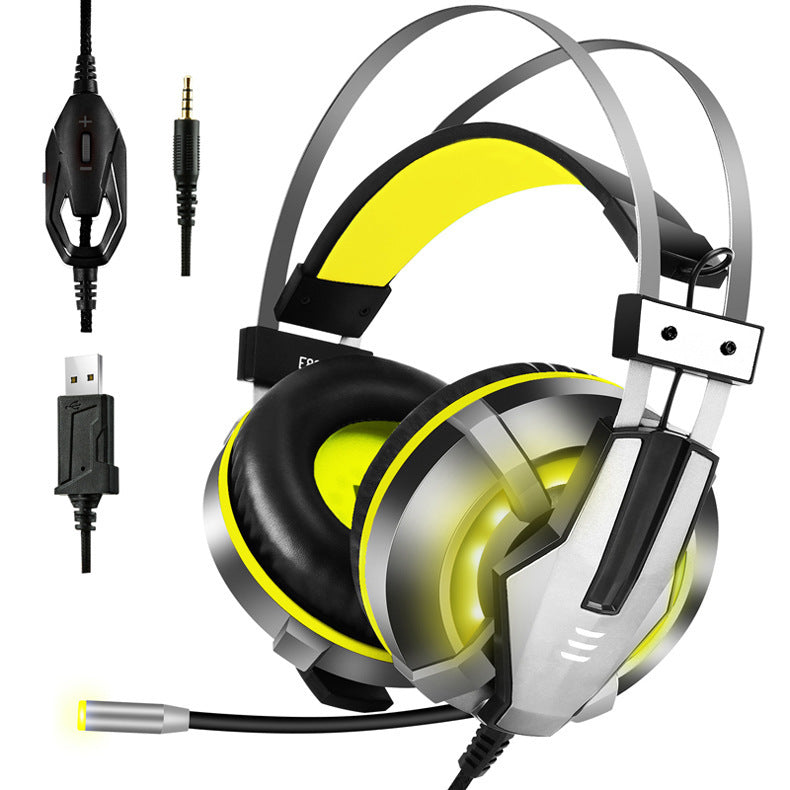 Head-mounted illuminated gaming headset 