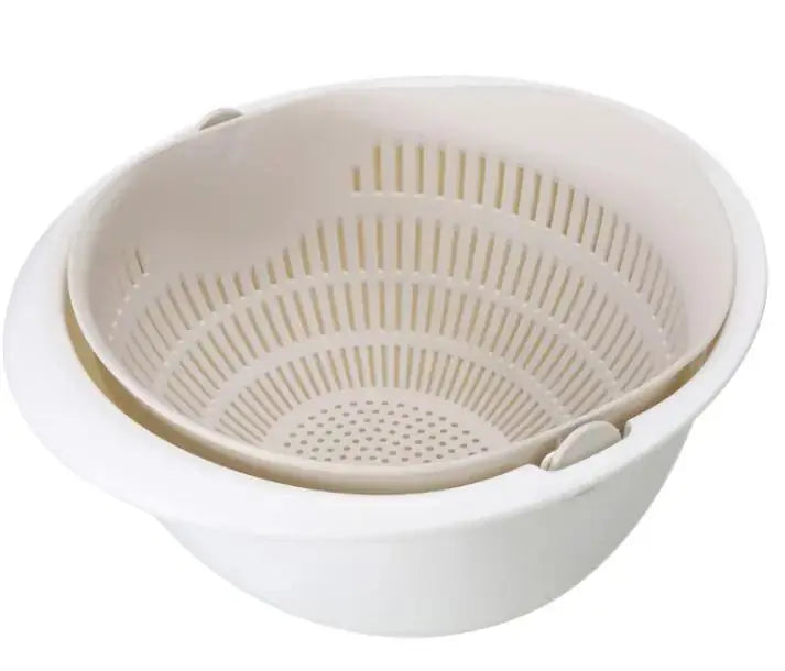 Double-Dish Sink Drain Basket Kitchen Panning Wash Fruit Basket 