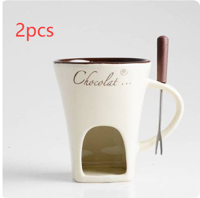 Fondue Mug Set Personal Mini Fondue Pots Chocolate Cheese Ice Cream Fondue Maker Kit Individual Butter Melter Cup Small Warmer Kitchen Gadgets 