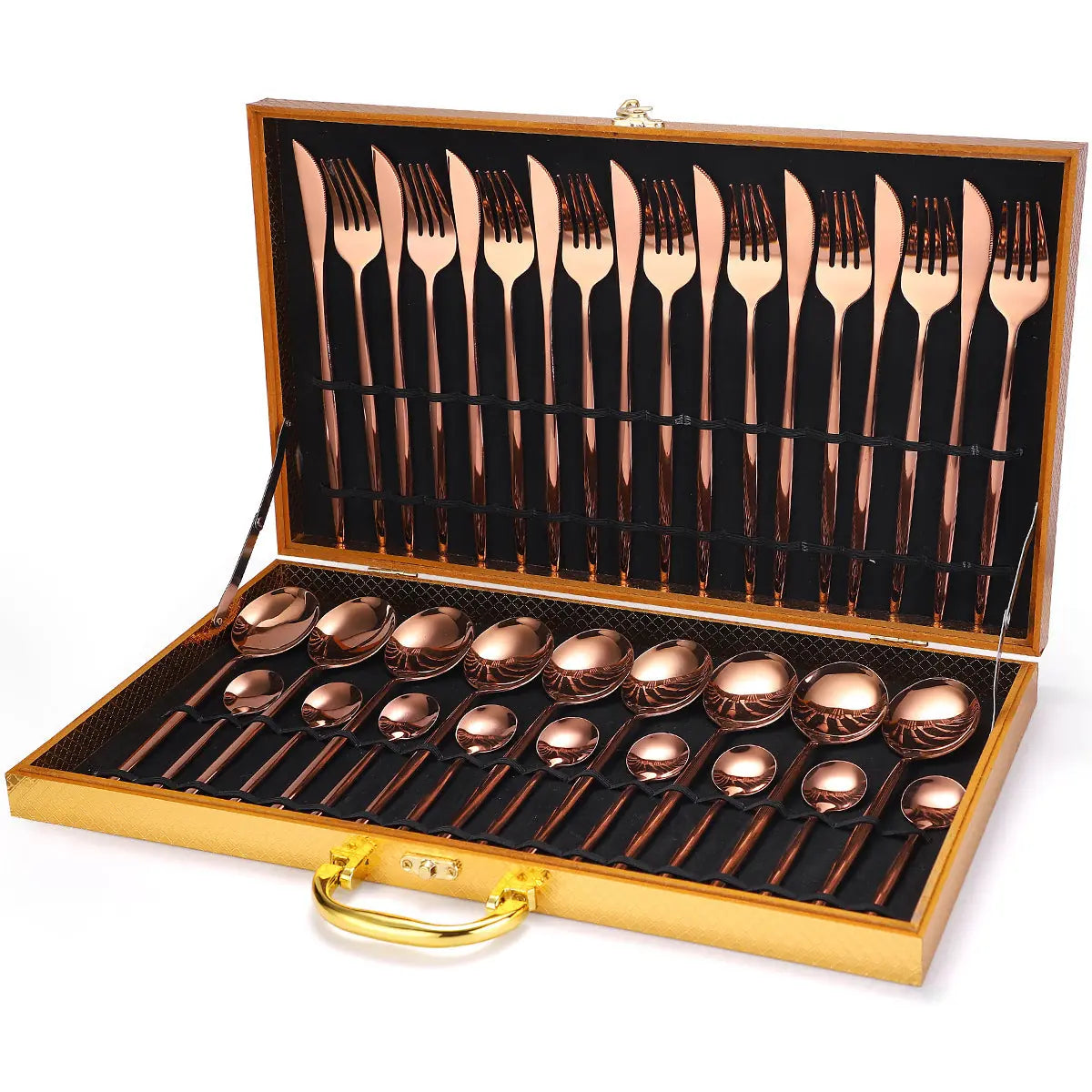 36-piece Stainless Steel Tableware Wooden Box Gift Box Set 