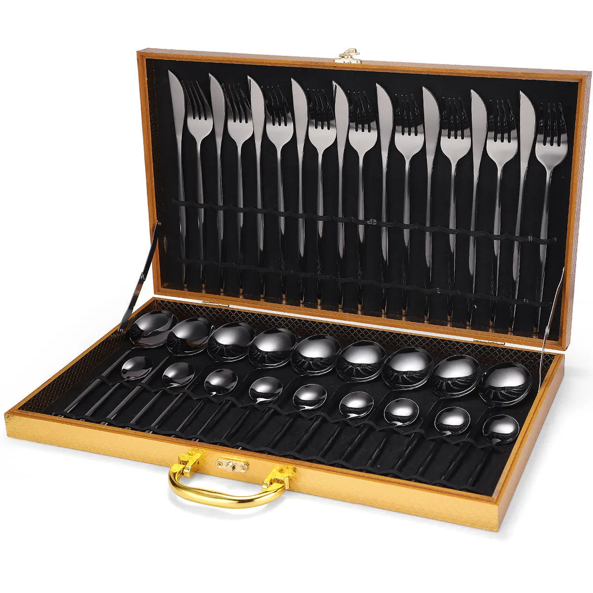 36-piece Stainless Steel Tableware Wooden Box Gift Box Set 