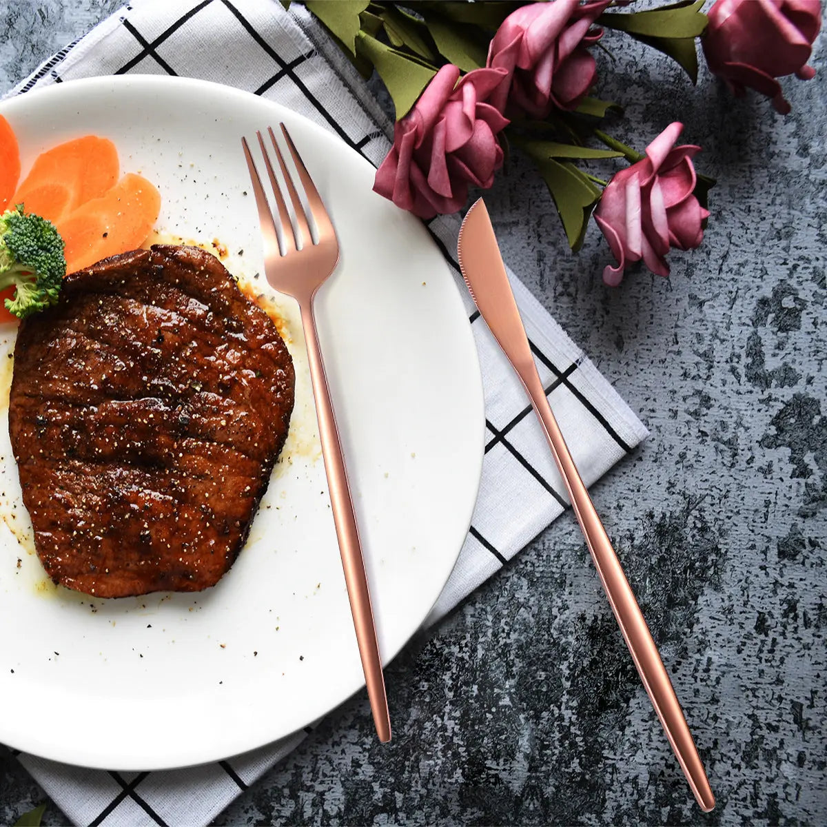 36-piece Stainless Steel Tableware Wooden Box Gift Box Set 