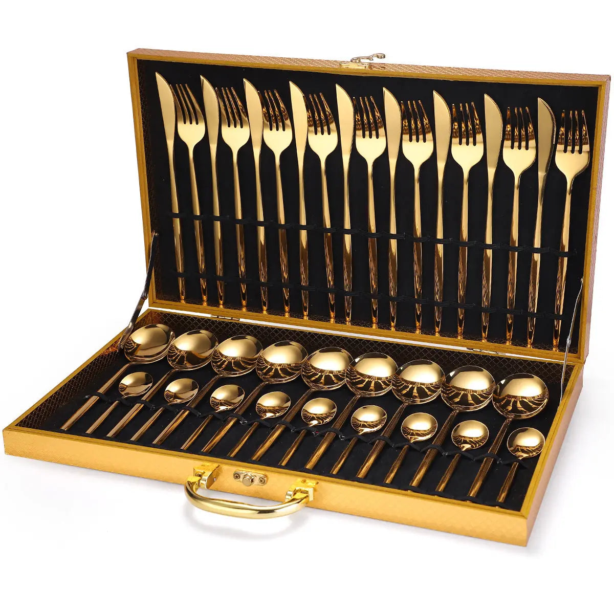 36-piece Stainless Steel Tableware Wooden Box Gift Box Set 