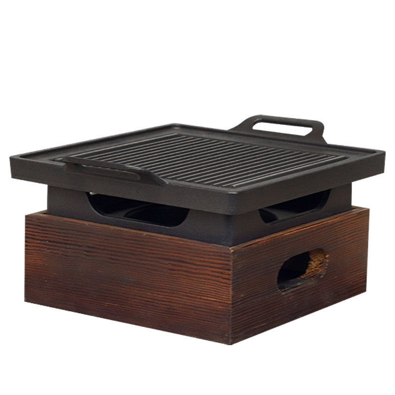 Wooden Seat Korean Style Grill Pan Grill Household Smokeless 