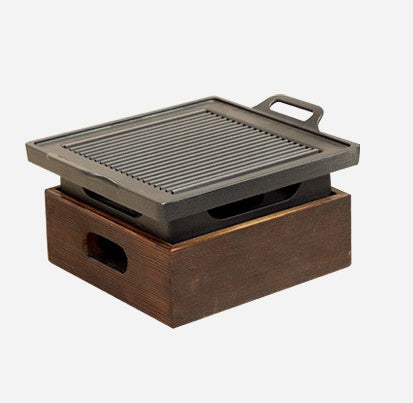 Wooden Seat Korean Style Grill Pan Grill Household Smokeless 