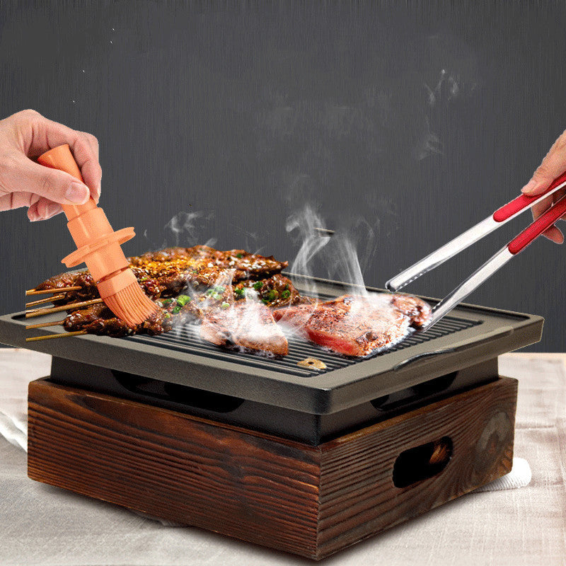 Wooden Seat Korean Style Grill Pan Grill Household Smokeless 