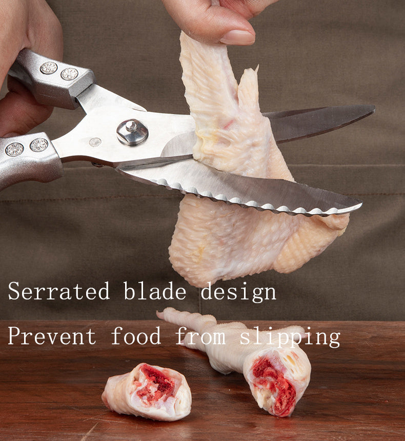 Kitchen Multifunctional Scissors Stainless Steel Chicken Bone Cleaver Knife Meat Fruit Boning Fish Scissors Scale Clean Scissors 