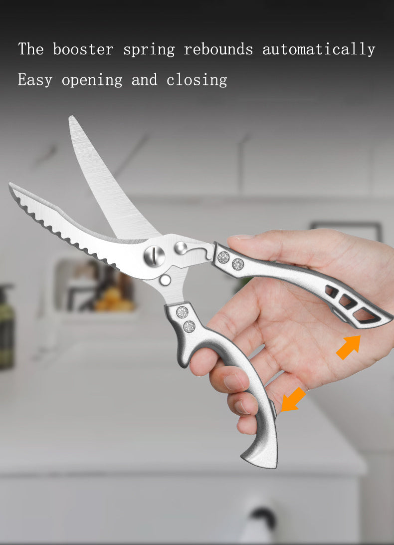 Kitchen Multifunctional Scissors Stainless Steel Chicken Bone Cleaver Knife Meat Fruit Boning Fish Scissors Scale Clean Scissors 