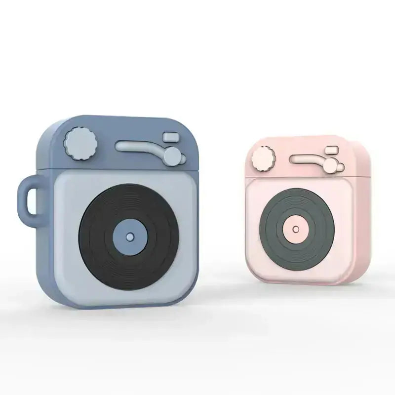 Cartoon Retro Gramophone  Wireless Bluetooth Headset Silicone Case 