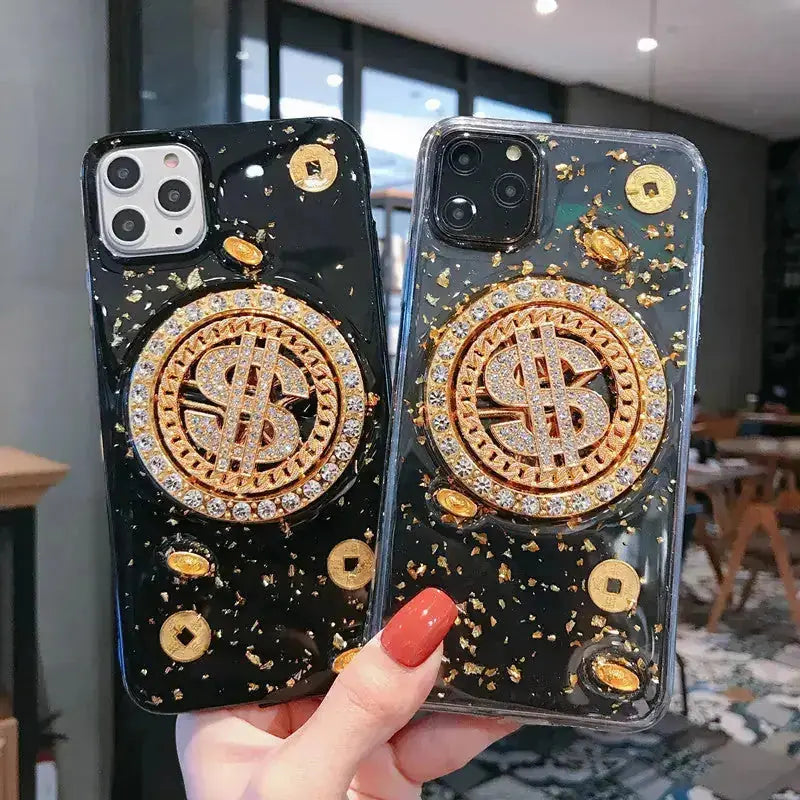 3D Diamond Dollar Turnplate Phone Case Luxury Designer - json
