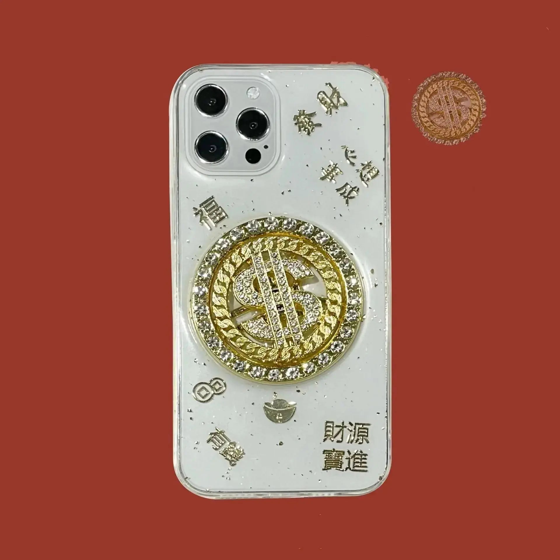 3D Diamond Dollar Turnplate Phone Case Luxury Designer - json