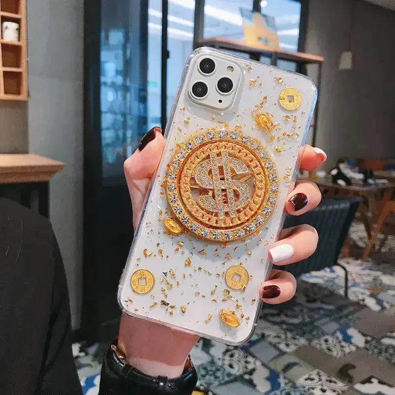 3D Diamond Dollar Turnplate Phone Case Luxury Designer - json