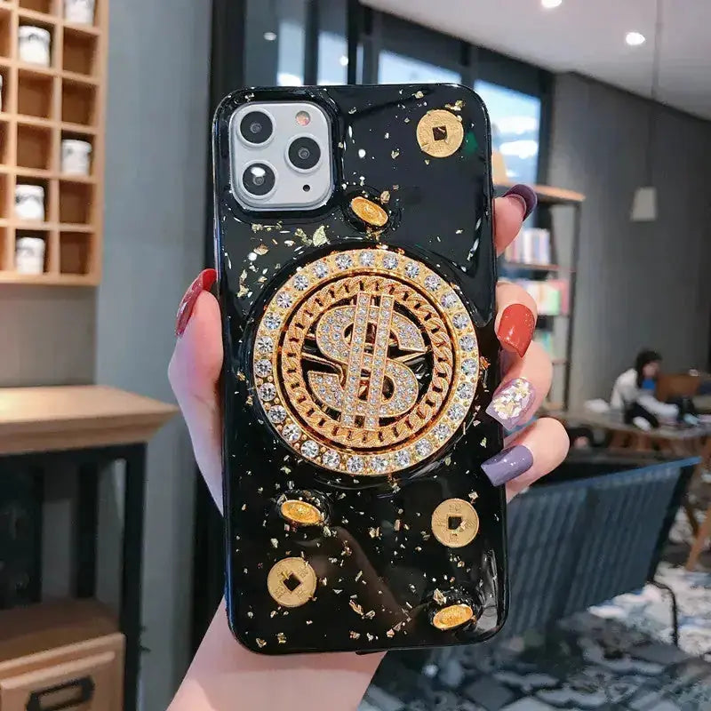 3D Diamond Dollar Turnplate Phone Case Luxury Designer - json