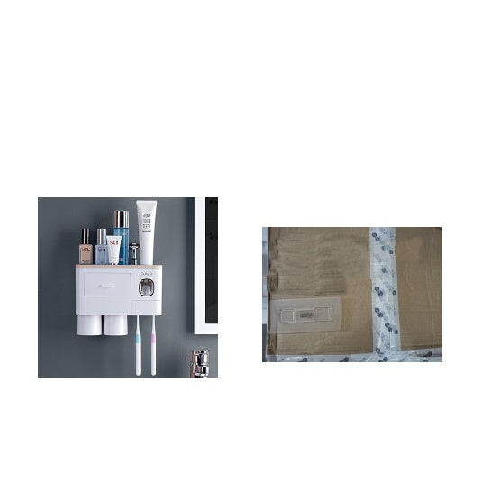 Non-marking Hanging Magnetic Toothbrush Holder Single Drawer Storage Rack With Toothpaste Squeezer Toiletry Set 