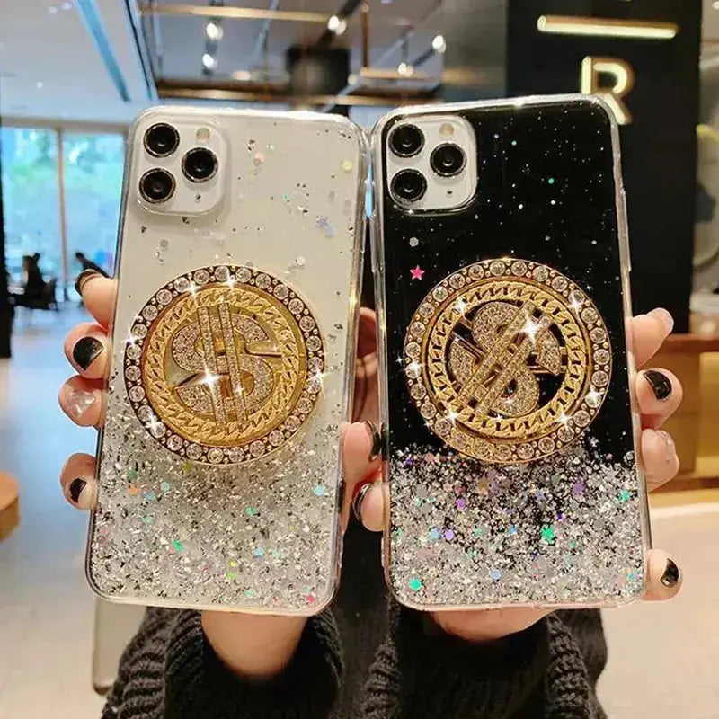3D Diamond Dollar Turnplate Phone Case Luxury Designer - json