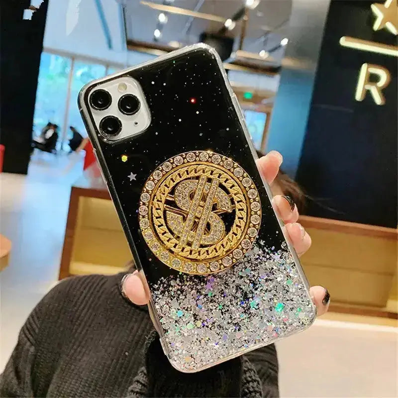 3D Diamond Dollar Turnplate Phone Case Luxury Designer - json