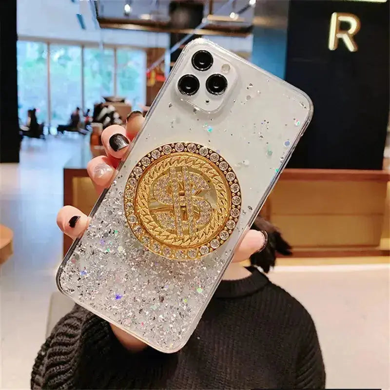 3D Diamond Dollar Turnplate Phone Case Luxury Designer - json