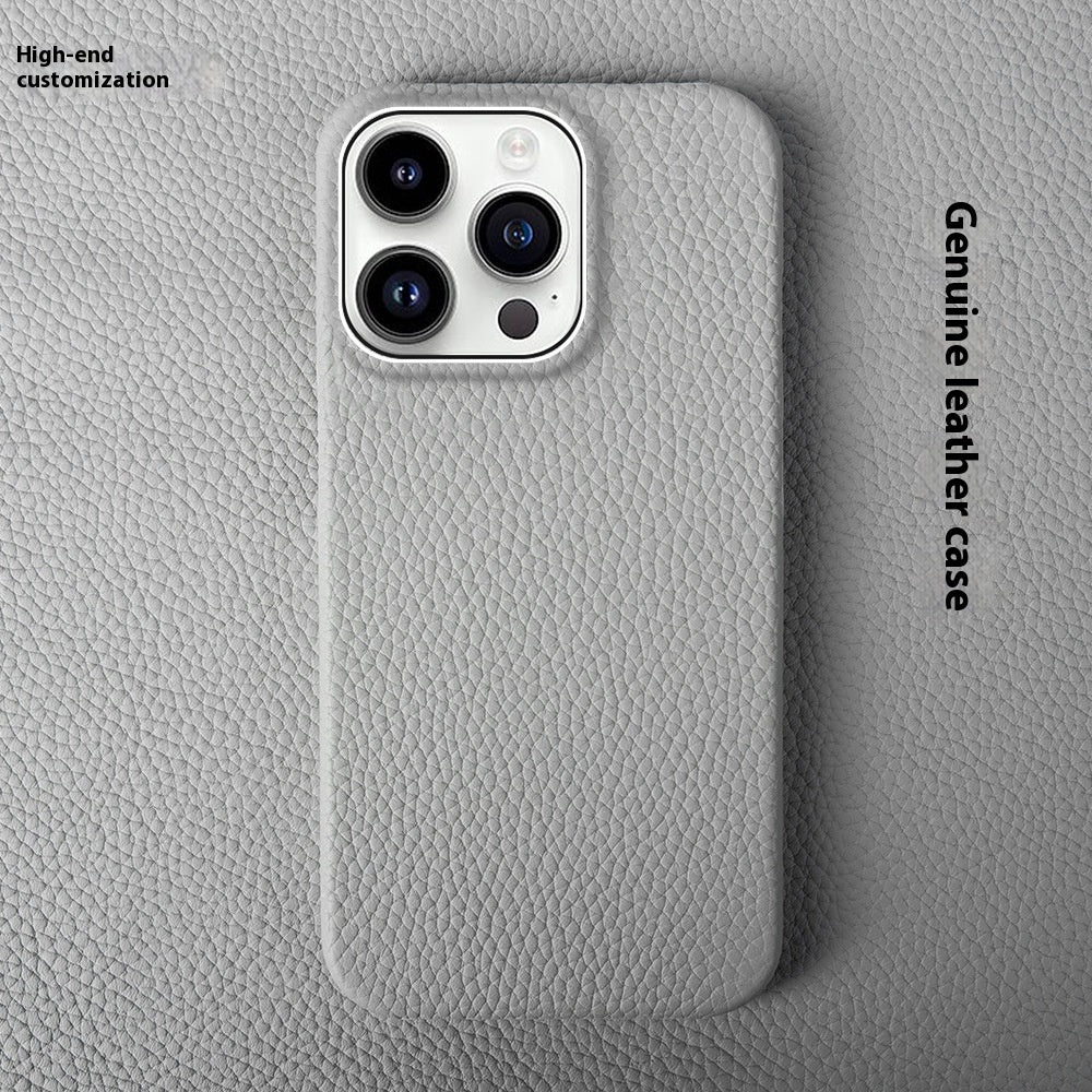 Simple Solid Color Leather Half Pack Phone Case 