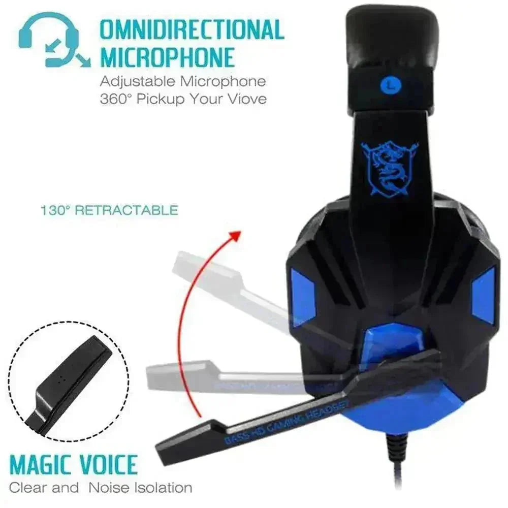 noise cancelling gaming headset | deep bass stereo headphones | led light gaming headset | ultrasonic cleaning