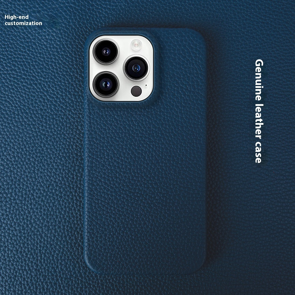 Simple Solid Color Leather Half Pack Phone Case 