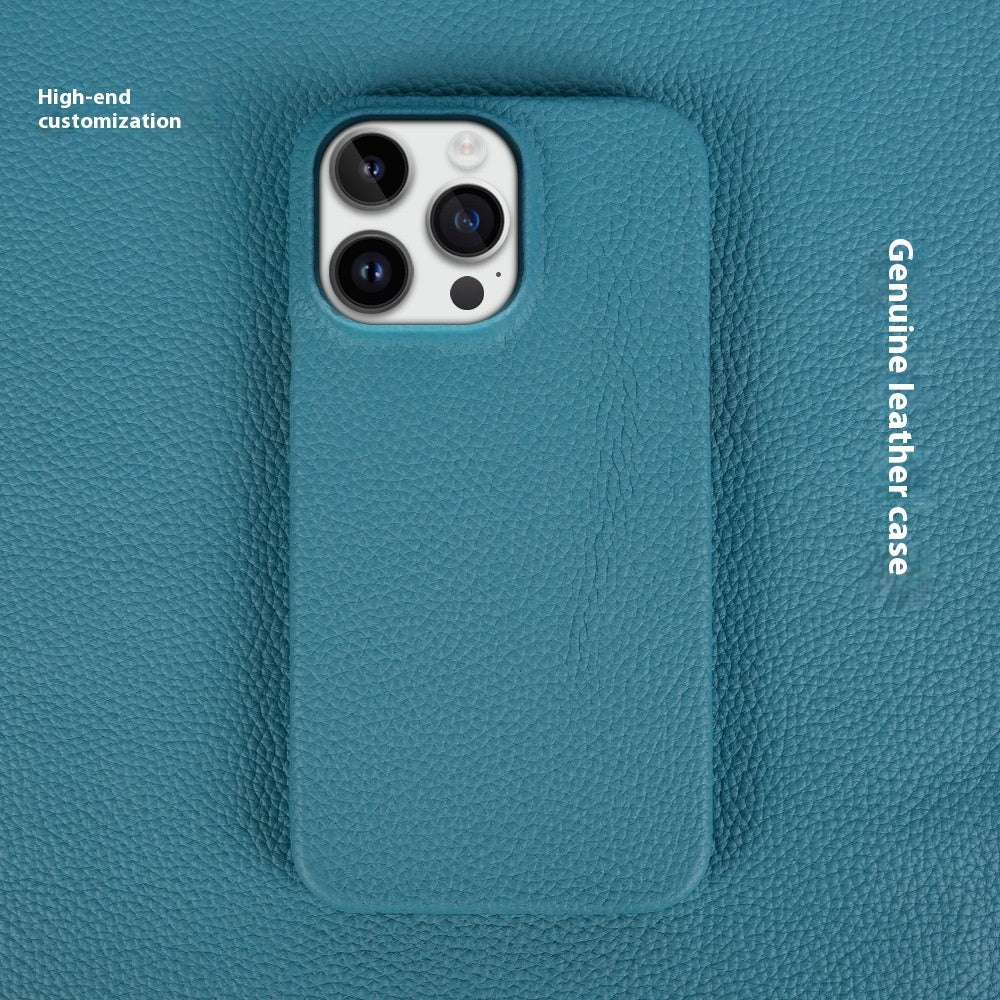 Simple Solid Color Leather Half Pack Phone Case 