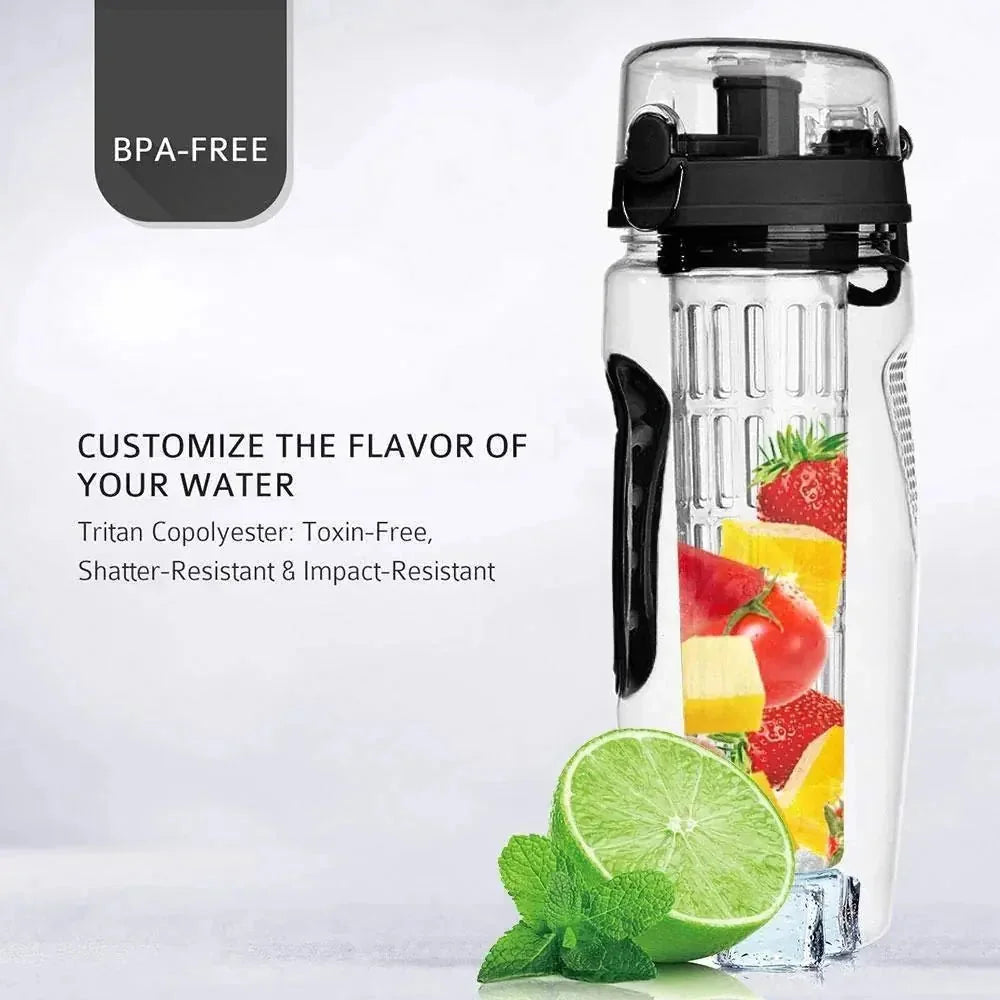 bpa-free plastic water bottle | 32-ounce fruit infuser bottle | dishwasher-safe sports bottle | ultrasonic cleaning