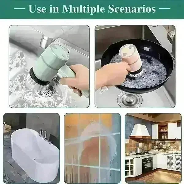 cordless electric spin scrubber | stainless steel brush head | long battery life spin scrubber | ultrasonic cleaning