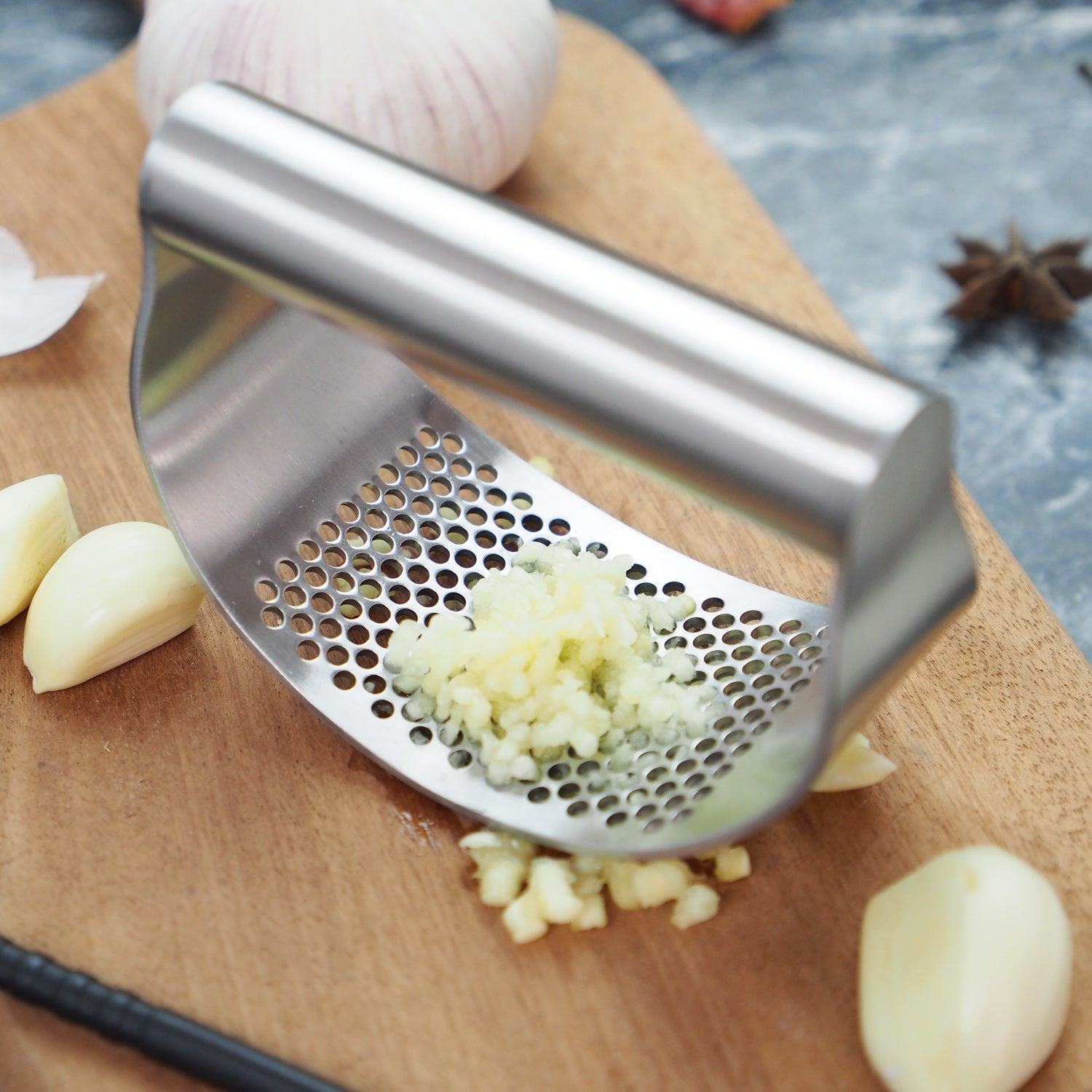 Upgraded Stainless Steel Garlic Press Squeezer Manual Garlic Ginger Rocker Crusher Garlic Cutting Mince Tools Kitchen Gadgets 