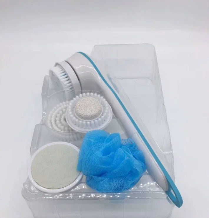 waterproof electric body scrubber | long handle back scrubber | shower exfoliation tool | energy saving