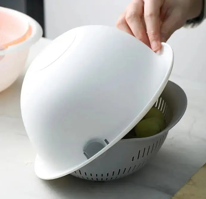 Double-Dish Sink Drain Basket Kitchen Panning Wash Fruit Basket 