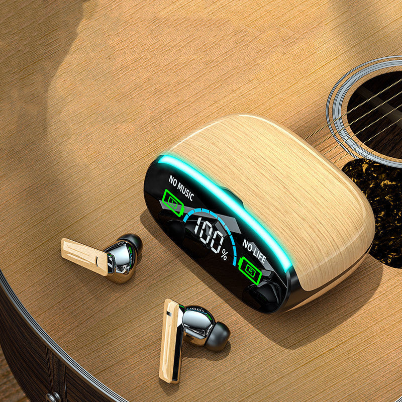 Wood Grain Wireless Sports In-ear Noise-canceling Low-latency Bluetooth Headphones 