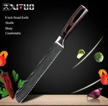 stainless-steel kitchen knife set | professional chef knife set | 8-piece cooking knife block | energy saving