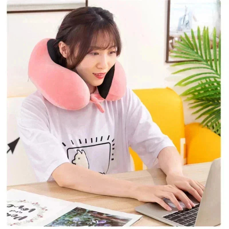 ergonomic u shaped pillow | memory foam travel pillow | airplane neck pillow with massage | ultrasonic cleaning