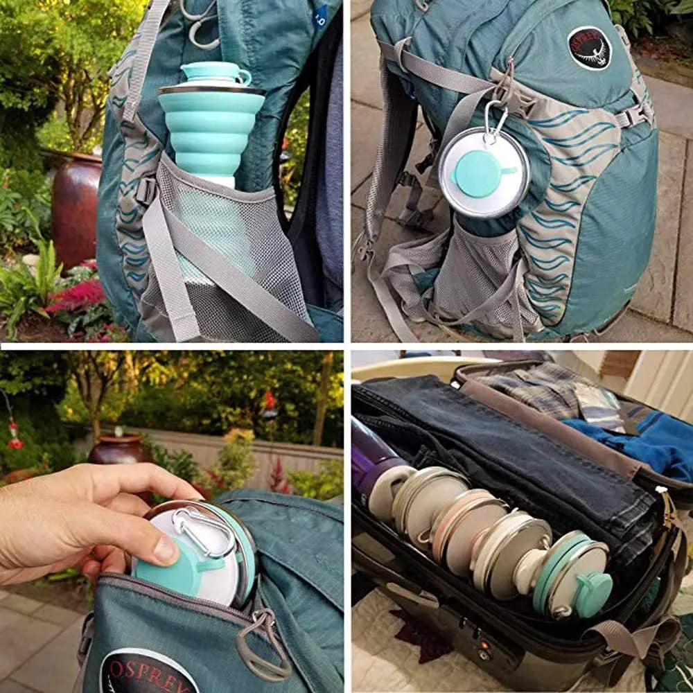 500ML Silicone Water Bottle Cup Foldable Leak Proof Portable Sports Travel Water Bottles For Outdoor Travel Gym Hiking Reuseable Kitchen Gadgets 